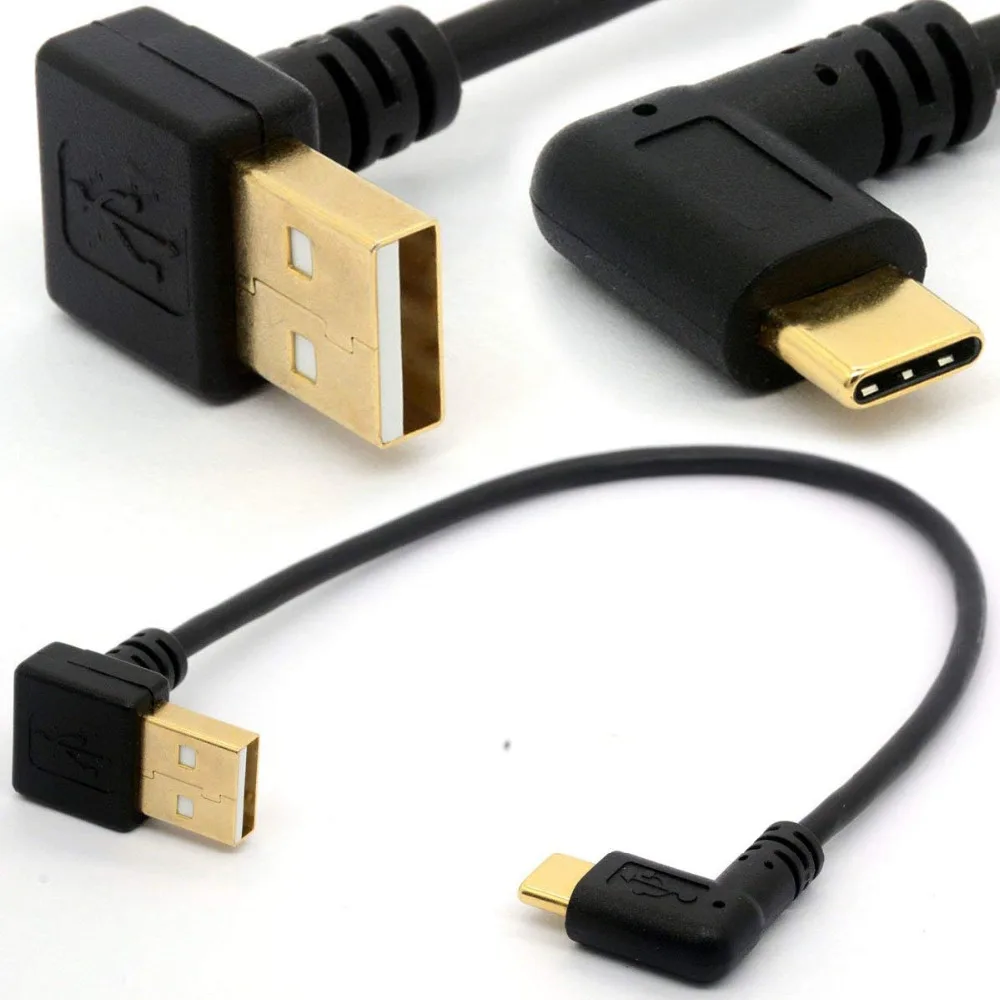 Позолоченный угловой удлинитель кабеля USB C 90 градусов Тип в 2 0 прямоугольный