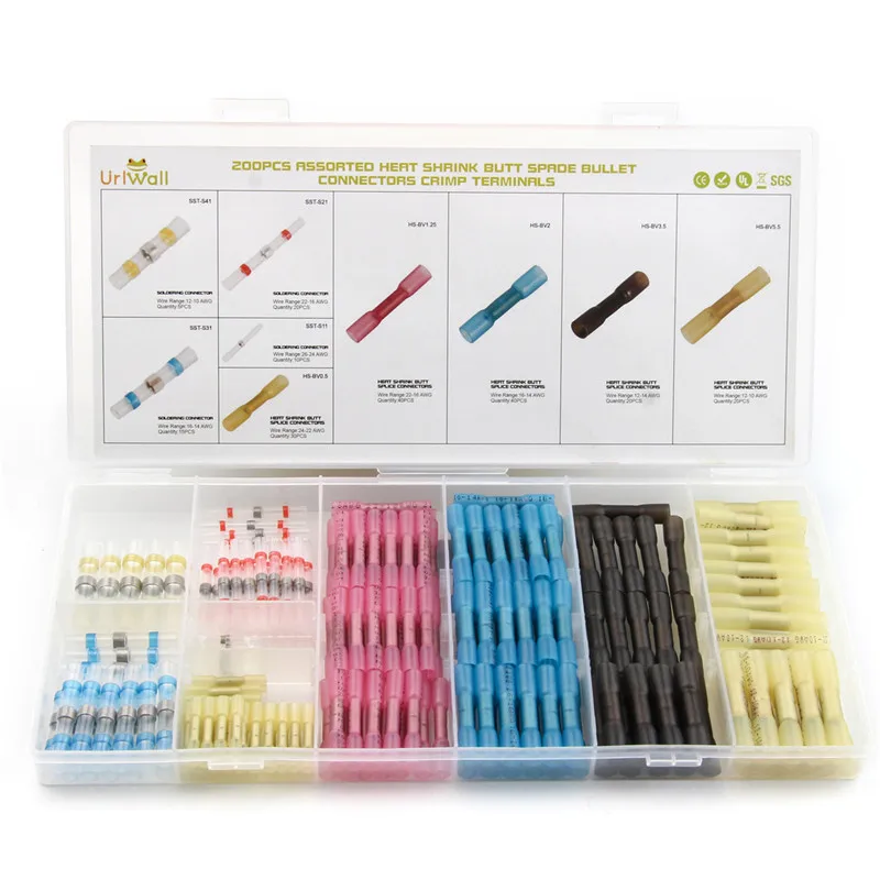 200PCS Insulated Heat Shrink Butt Wire Connector Soldered Sleeve Splice Terminal Connectors Waterproof AWG 26-10 Assortment Kit
200PCS Insulated Heat Shrink Butt Wire Connector Soldered Sleeve Splice Terminal Connectors Waterproof AWG 26-10 Assortment Kit