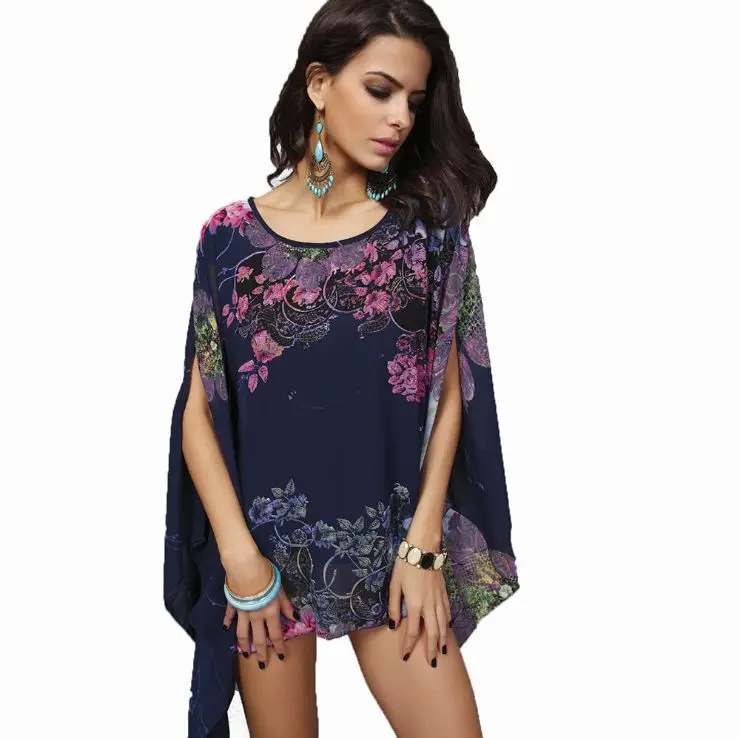 Women Shirt Casual Free Size Elegant Batwing Sleeve Printed Chiffon Blouses Loose Fashion Ladies Tops
Women Shirt Casual Free Size Elegant Batwing Sleeve Printed Chiffon Blouses Loose Fashion Ladies Tops