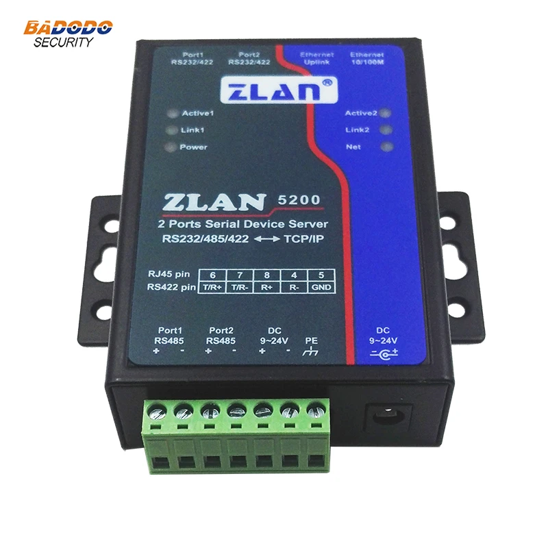 ZLAN5240 2 порта RS232 RS485 RS422 к Ethernet RJ45 преобразователю двойной последовательный