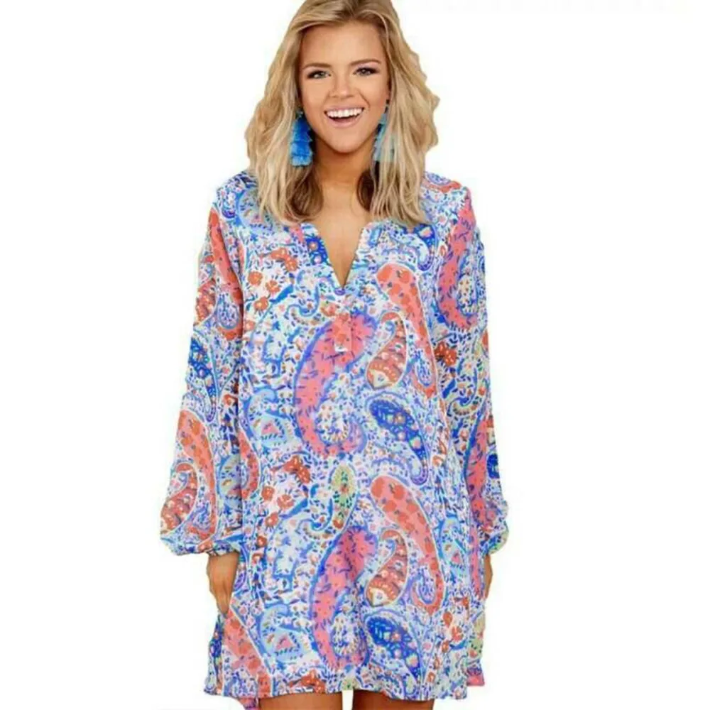 PUSEKY 2019 летнее Короткое женское платье с принтом в стиле бохо вечерние пляжные платья Сарафан с длинным рукавом свободное платье Модная одеж...
PUSEKY 2019 летнее Короткое женское платье с принтом в стиле бохо вечерние пляжные платья Сарафан с длинным рукавом свободное платье Модная одеж...