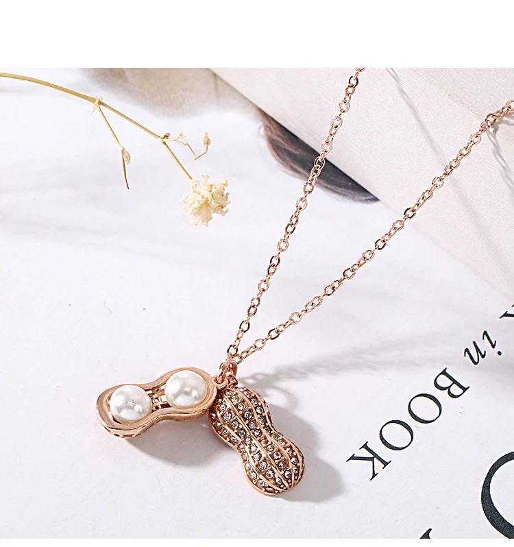 Peanut pendant titanium steel necklace simple design temperament necklace female Crystal from Swarovskis Fine jewelry For Women
Peanut pendant titanium steel necklace simple design temperament necklace female Crystal from Swarovskis Fine jewelry For Women