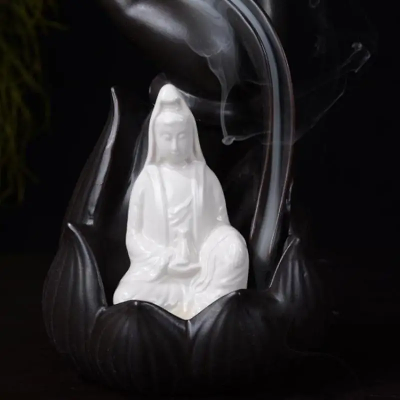 

Traditional Buddha Hand Backflow Incense Burner Classic Ceramic Buddhist Incense Cone Sticks Holder Home Decor Porcelain