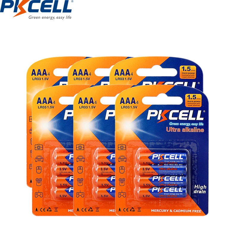 24Pcs/6card PKCELL AAA lr03 1.5V Alkaline battery dry Batteries E92 AM4 MN2400 MX2400 pilas aaa battery toothbrush Walkaman
24Pcs/6card PKCELL AAA lr03 1.5V Alkaline battery dry Batteries E92 AM4 MN2400 MX2400 pilas aaa battery toothbrush Walkaman