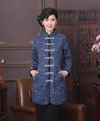 Chinese Traditional Winter Coat Women's Cotton Long Jacket Red Size M-3XL