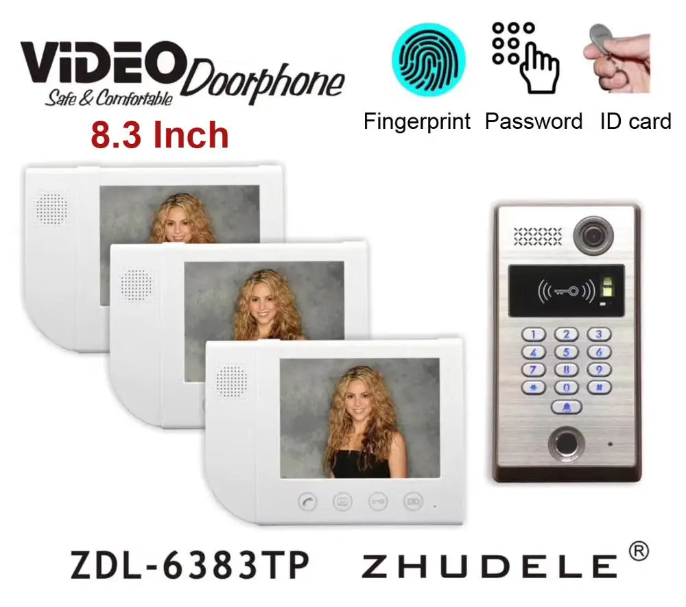 ZHUDELE 8 3 "контроллер доступа по отпечаткам пальцев видео дверь телефон RFID