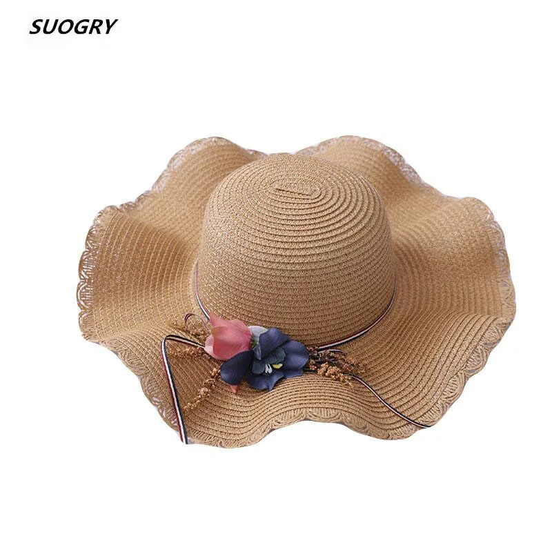 SUOGRY Fashion Flower Decor Wavy Ribbon Wide Brim Caps Summer Beach Sun Protective Hat Fedora Straw Hats For Women
SUOGRY Fashion Flower Decor Wavy Ribbon Wide Brim Caps Summer Beach Sun Protective Hat Fedora Straw Hats For Women