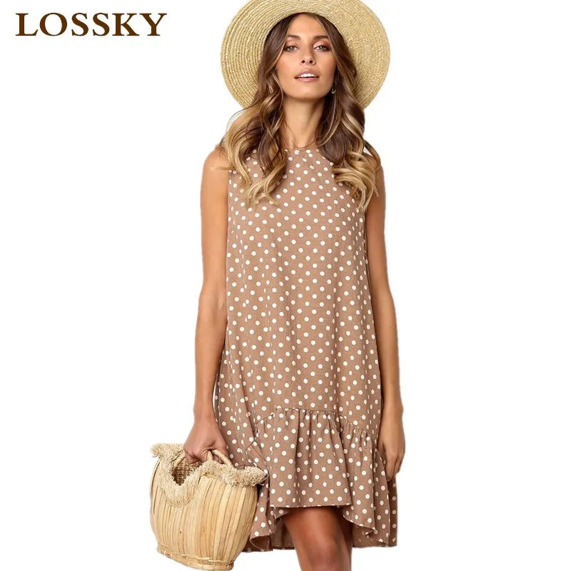 Dot Print Sleeveless Mini Dress Casual Loose O Neck Ruffles Pocket Women Summer Basic Beach Short Dresses Sexy Sundress Vestidos
Dot Print Sleeveless Mini Dress Casual Loose O Neck Ruffles Pocket Women Summer Basic Beach Short Dresses Sexy Sundress Vestidos