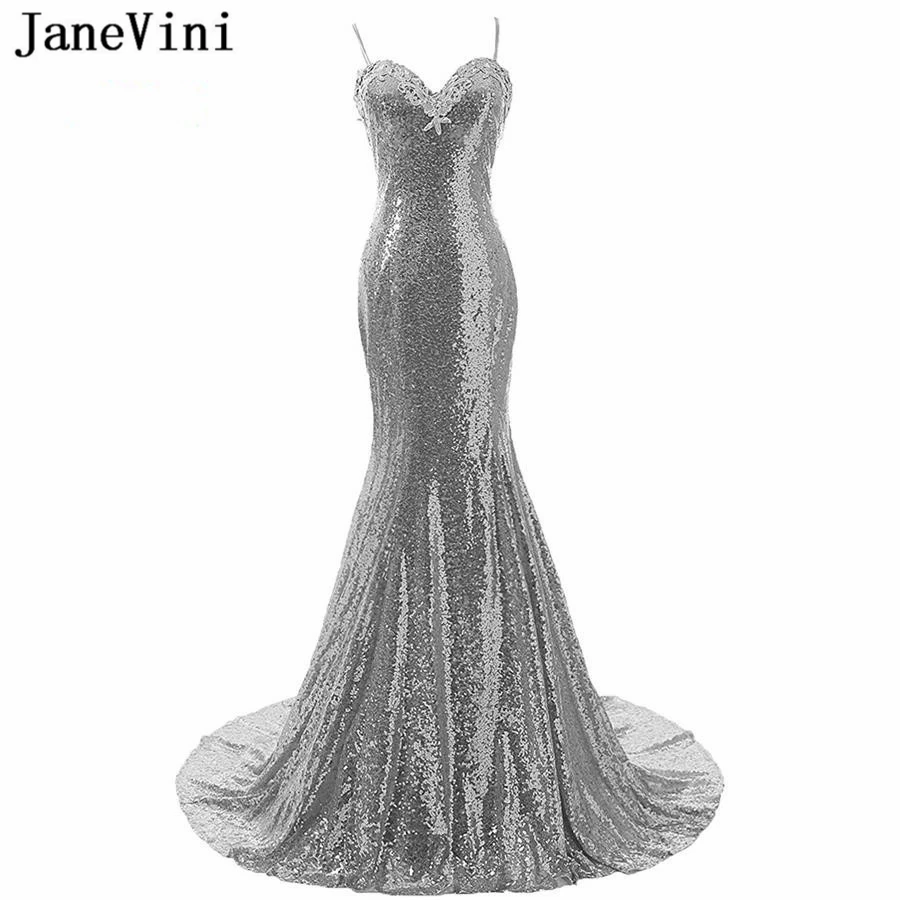 JaneVini Sparkly Sequin Evening Dresses Long Mermaid Spaghetti Straps Appliques Backless Sexy Silver Formal Evening Dress Party
JaneVini Sparkly Sequin Evening Dresses Long Mermaid Spaghetti Straps Appliques Backless Sexy Silver Formal Evening Dress Party