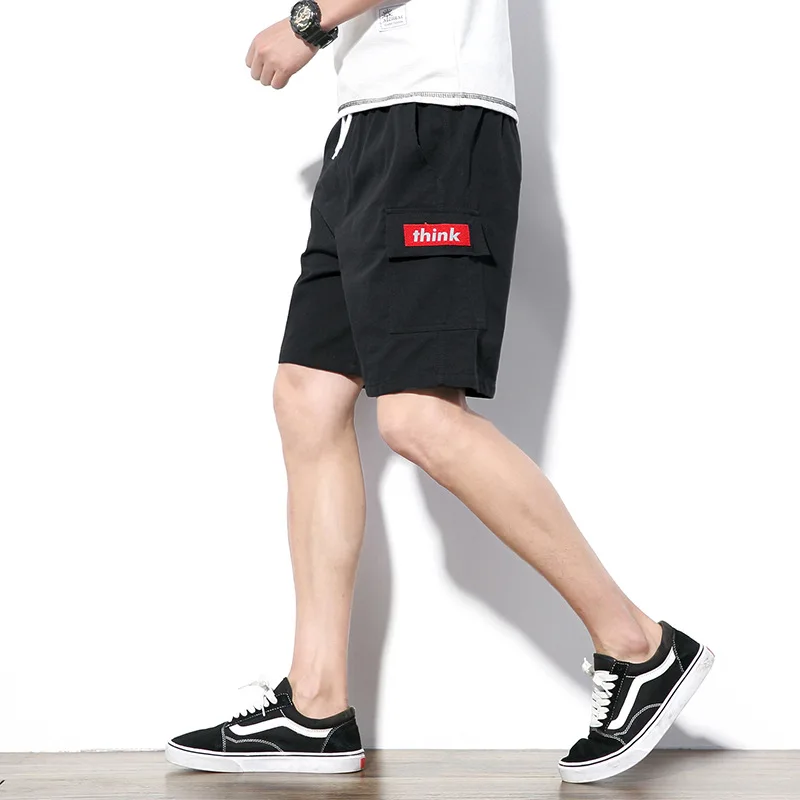 Мужские шорты с эластичной резинкой на талии модные летние для бега по колено
