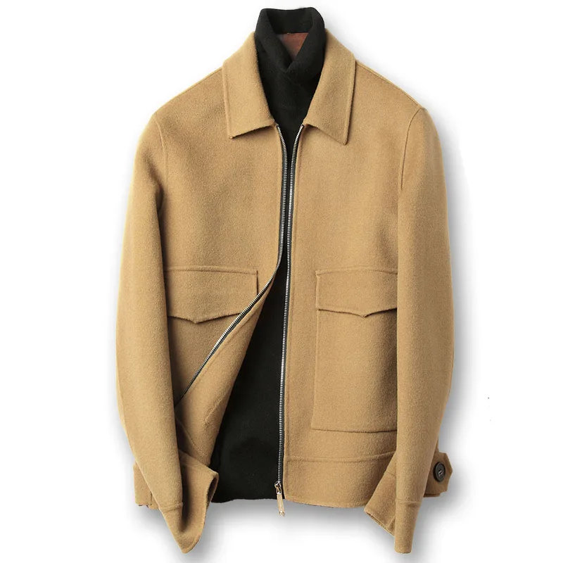 Double face 100% wool coat men pockets zipper turn down collar woolen jacket male plus size wool outerwear 2019 autumn winter
Double face 100% wool coat men pockets zipper turn down collar woolen jacket male plus size wool outerwear 2019 autumn winter