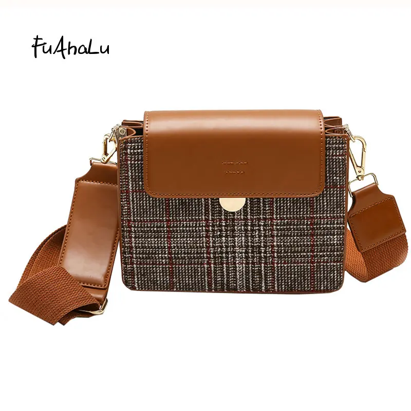 FuAHaLu Womens new woolen hit color shoulder Messenger bag simple wild wide shoulder strap small square package
FuAHaLu Womens new woolen hit color shoulder Messenger bag simple wild wide shoulder strap small square package