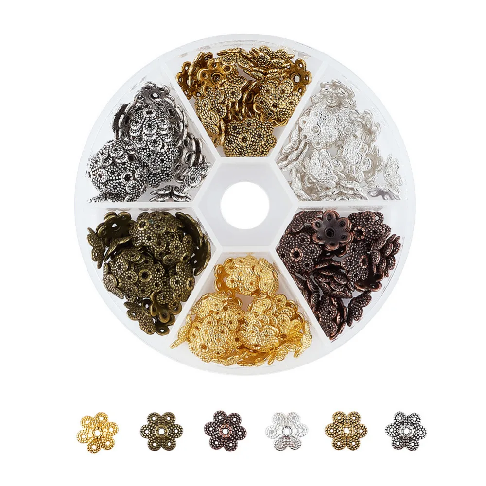 180pcs/box 6 Color Tibetan Style Alloy Vintage Filigree Flower Bead Caps 6-Petal Cadmium Free Lead Free 9.5x10x3mm Hole 1.5m
180pcs/box 6 Color Tibetan Style Alloy Vintage Filigree Flower Bead Caps 6-Petal Cadmium Free Lead Free 9.5x10x3mm Hole 1.5m