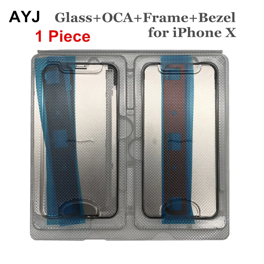 1 комплект AYJ AAAAA переднее внешнее стекло OCA + Рамка для iPhone X с комплектом наклеек