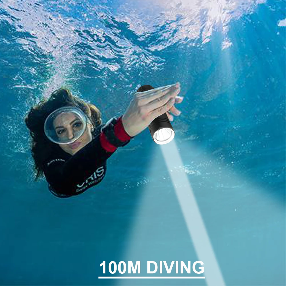 

100m spotlight hunting underwater lamp scuba flashlights led for torch diving flashlight xm l2 26650 18650 rechargeable battery