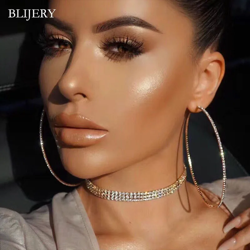 BLIJERY Fashion Rhinestone Large Circle Earrings Big Hoop Earrings Silver Color Crystal Round Hoop Earrings For Women Jewelry
BLIJERY Fashion Rhinestone Large Circle Earrings Big Hoop Earrings Silver Color Crystal Round Hoop Earrings For Women Jewelry