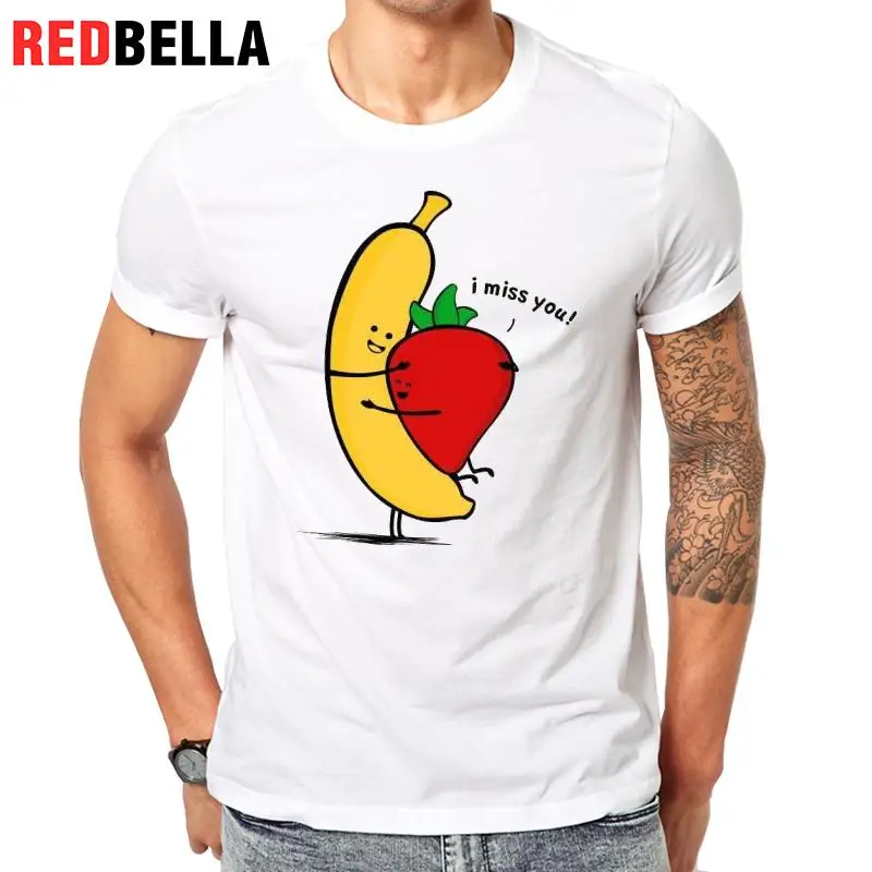 REDBELLA футболки Homme аниме забавные милые банан Клубничное мороженое Юмор Ulzzang