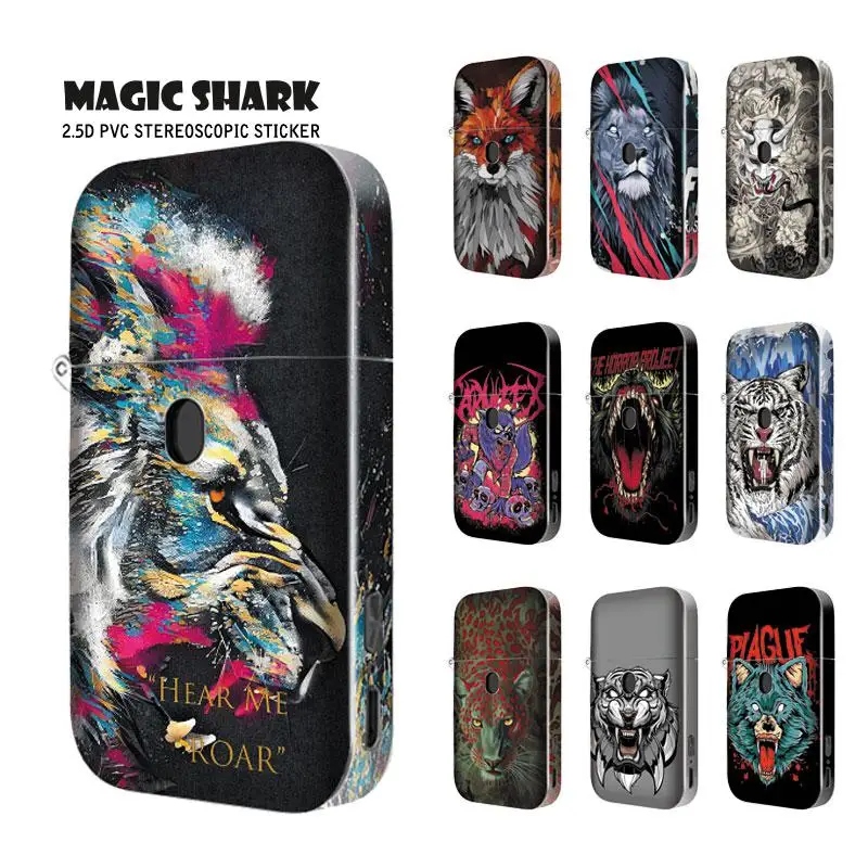 Чехол Magic Shark из ПВХ с леопардовым принтом лисой тигром львом волком клейкой