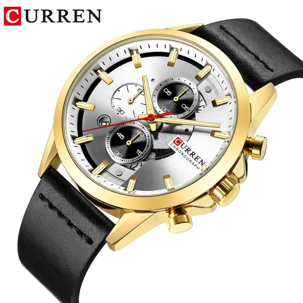 CURREN Fashion Sports Watch Chronograph Leather Top Brand Luxury Watches Quartz Wristwatch Business Calendar Clock for Men
CURREN Fashion Sports Watch Chronograph Leather Top Brand Luxury Watches Quartz Wristwatch Business Calendar Clock for Men