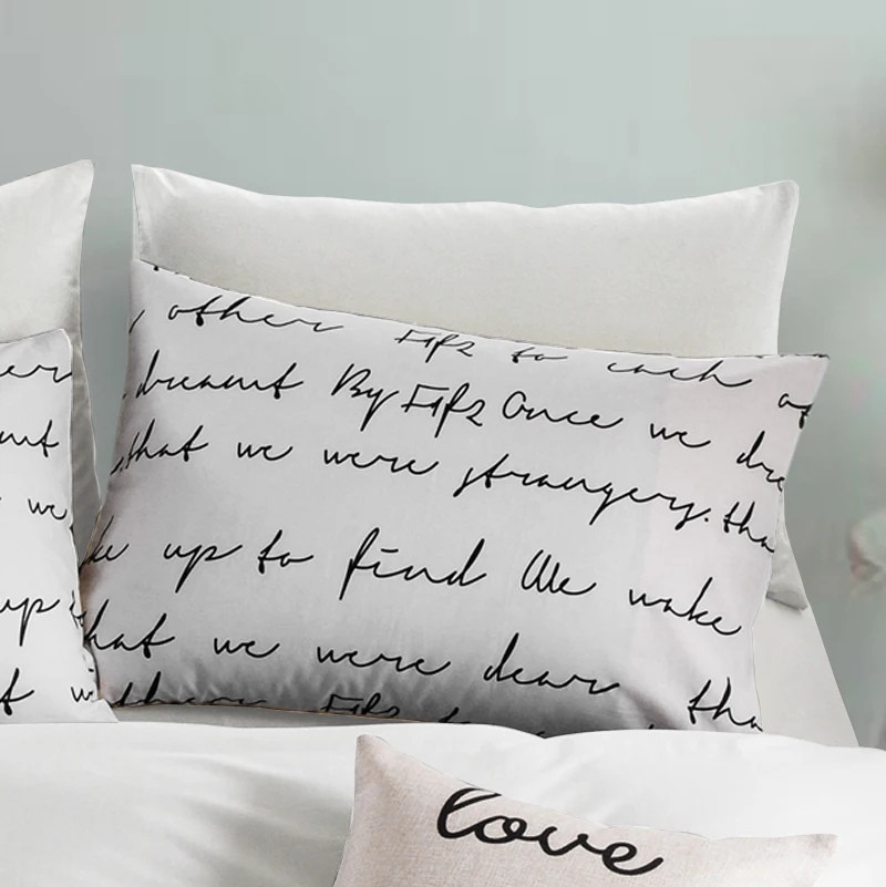 Letter Pillow Case Pillowcase 50x70 50x75 50x80 70x70 Decorative Pillow Cover Bedding for Hotel Wedding White Black Gray Custom
Letter Pillow Case Pillowcase 50x70 50x75 50x80 70x70 Decorative Pillow Cover Bedding for Hotel Wedding White Black Gray Custom