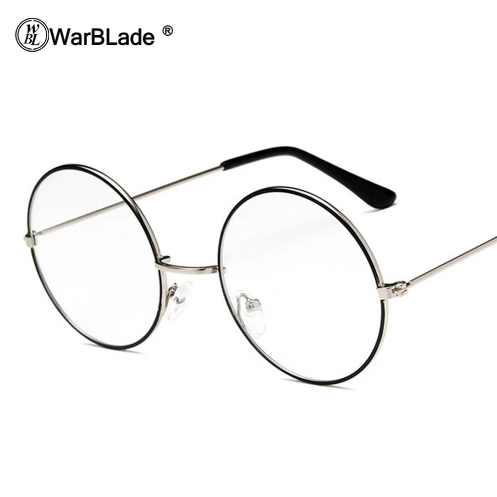 WarBLade дешевые большие круглые очки с прозрачными линзами унисекс Золотая круглая