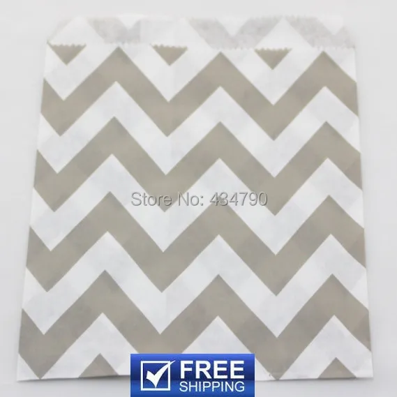 

200pcs Wide Chevron Treat Bags Gray-Grey Zig Zag Paper Party Food Candy Treat Favor Snack Gift Goodie Bag-Choose Your Colors