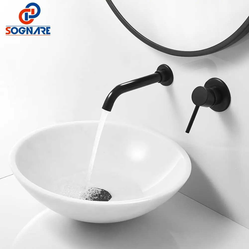 SOGNARE Black Brass Bathroom Sink Faucet Water Taps Wall Mounted Single Handle Cold And Hot Water Mixer Sink Tap Bath Faucet
SOGNARE Black Brass Bathroom Sink Faucet Water Taps Wall Mounted Single Handle Cold And Hot Water Mixer Sink Tap Bath Faucet