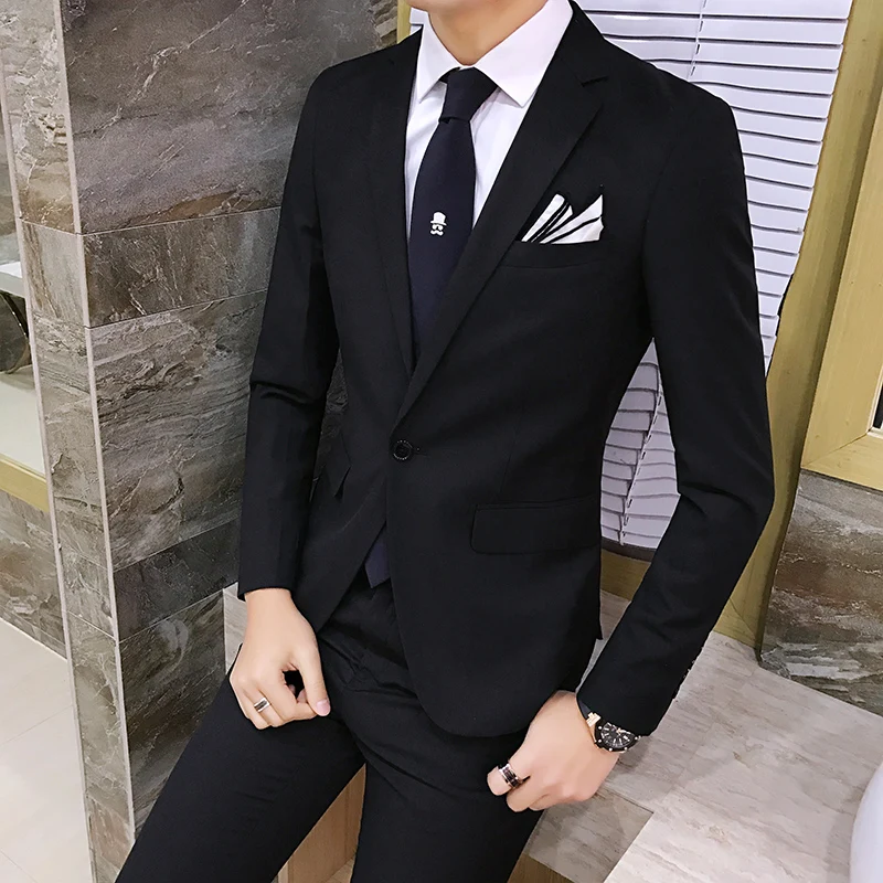 2019 Fashion New Men's Slim Fit Black Suits Men Korean Style Wedding Tuxedo Suits 2 Pieces Set High Quality Men Tailored Suits
2019 Fashion New Men's Slim Fit Black Suits Men Korean Style Wedding Tuxedo Suits 2 Pieces Set High Quality Men Tailored Suits