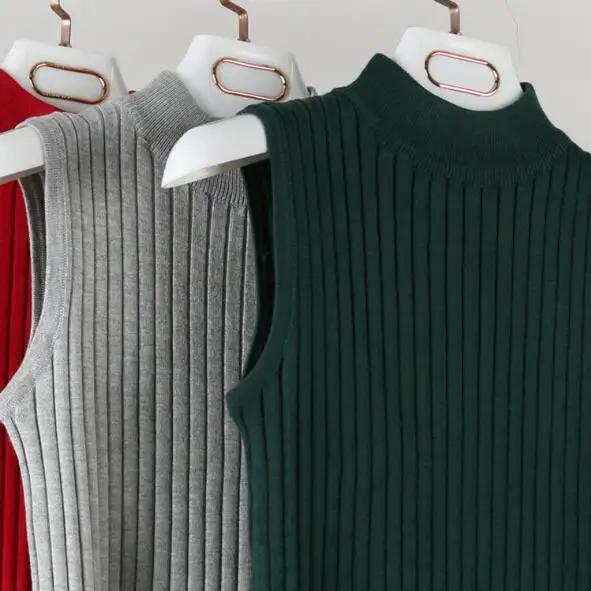 New 2019 High Quality Spring Summer Women Mock Neck Top Turtleneck Sleeveless T-shirt Slim Knitted Vest Female Tee Knitwear 1362
New 2019 High Quality Spring Summer Women Mock Neck Top Turtleneck Sleeveless T-shirt Slim Knitted Vest Female Tee Knitwear 1362