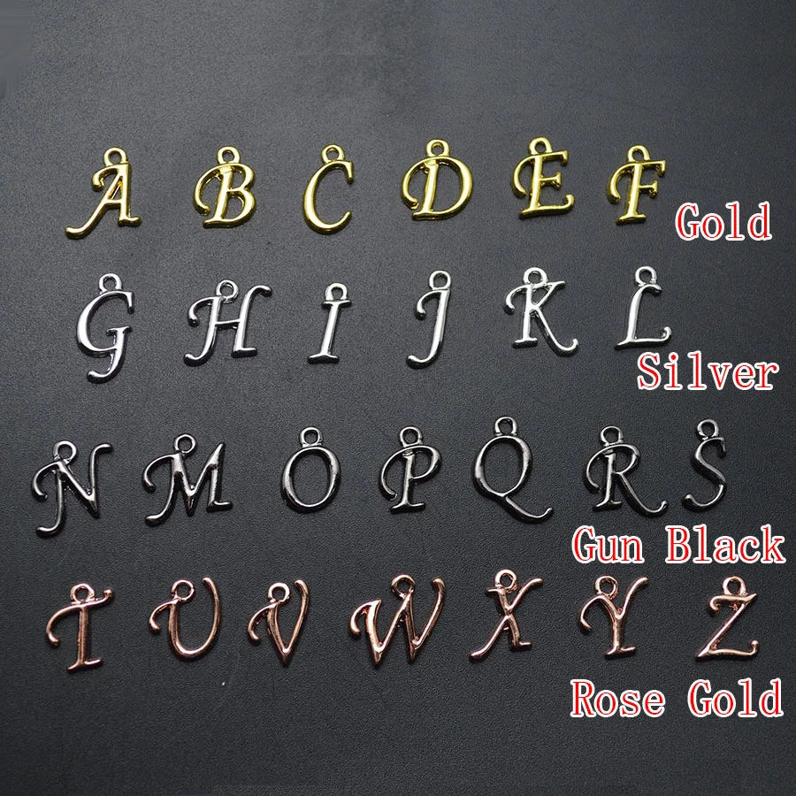 260pcs Rose Gold Silver Gun Black Color English Letters Small Charms For Fashion Women Jewelry Making Materials
260pcs Rose Gold Silver Gun Black Color English Letters Small Charms For Fashion Women Jewelry Making Materials