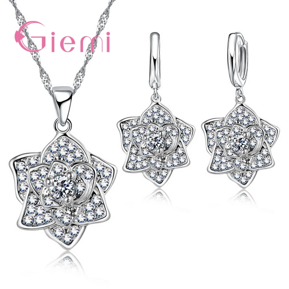 High Grade Women Girls Fashion 925 Sterling Silver Fashion Necklace Earrings Jewelry Set With Charm Rose Pendant Hot Sale
High Grade Women Girls Fashion 925 Sterling Silver Fashion Necklace Earrings Jewelry Set With Charm Rose Pendant Hot Sale