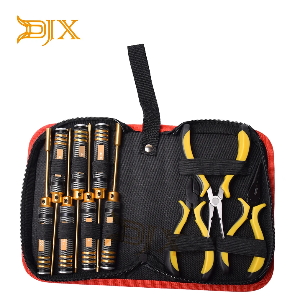 Набор инструментов DJX 10 в 1, комплект комбинированных инструментов для ремонта, шестигранная отвертка, кусачки для радиоуправляемых моделей
Набор инструментов DJX 10 в 1, комплект комбинированных инструментов для ремонта, шестигранная отвертка, кусачки для радиоуправляемых моделей