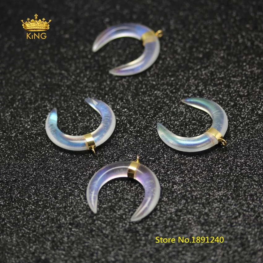 10pcs/lot Ox Horn White AB Titanium Glass Double Horn Pendants,Crescent Glass Plated Gold Copper Healing Necklace Jewelry GH34
10pcs/lot Ox Horn White AB Titanium Glass Double Horn Pendants,Crescent Glass Plated Gold Copper Healing Necklace Jewelry GH34