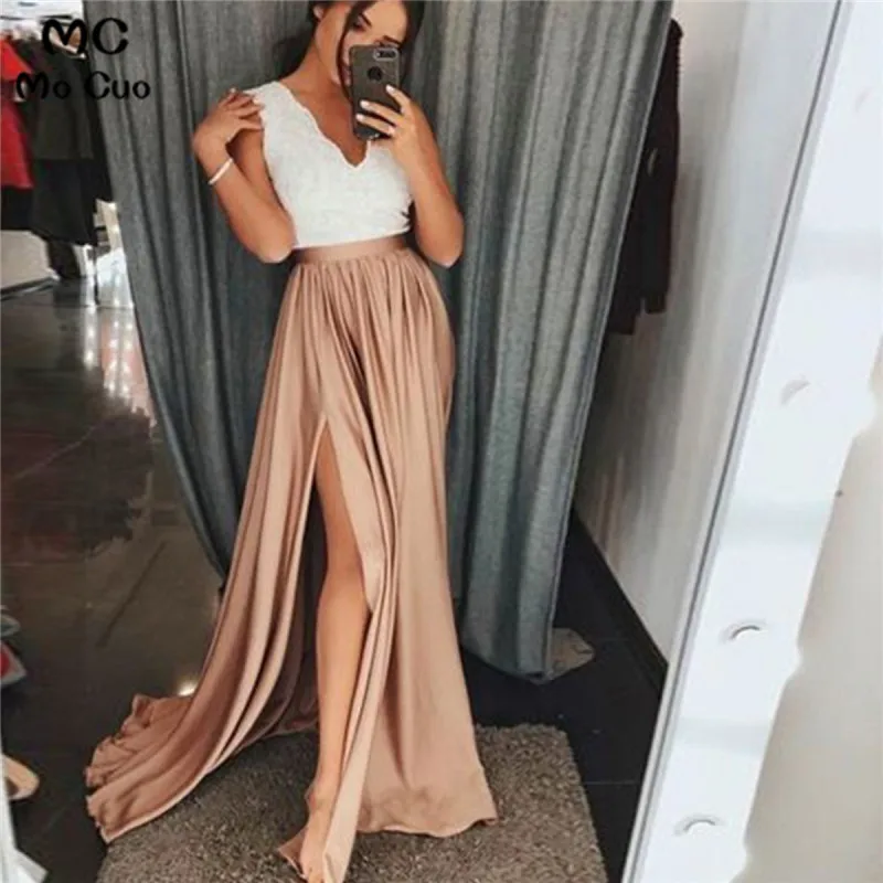 2019 A-Line Evening Dresses Long with Lace Chiffon Front Slit Sleeveless Formal Evening Party Dress for Women Custom Made
2019 A-Line Evening Dresses Long with Lace Chiffon Front Slit Sleeveless Formal Evening Party Dress for Women Custom Made