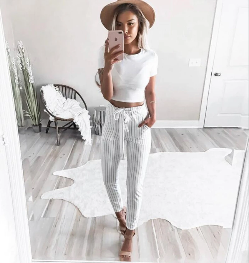 2018 New Striped OL chiffon high waist harem pants women stringyselvedge summer style casual pants female trousers 37
2018 New Striped OL chiffon high waist harem pants women stringyselvedge summer style casual pants female trousers 37