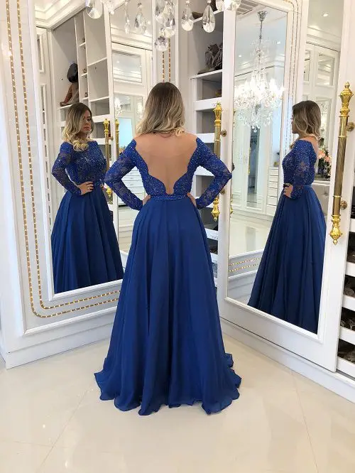 Alexzendra Long Sleeves Blue Chiffon A Line Prom Dresses 2019 Pearls Formal Evening Dress Plus Size Party Dress Custom Made
Alexzendra Long Sleeves Blue Chiffon A Line Prom Dresses 2019 Pearls Formal Evening Dress Plus Size Party Dress Custom Made