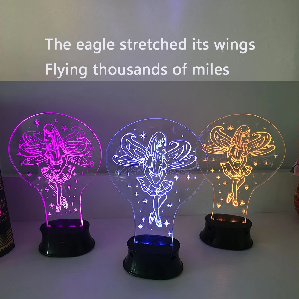 Angel Shape Bedroom Home Decoration 3D Deco Vision Dynamic Desk Light USB Charge DC5V Baby Sleeping Night Lamp Creative Gifts
Angel Shape Bedroom Home Decoration 3D Deco Vision Dynamic Desk Light USB Charge DC5V Baby Sleeping Night Lamp Creative Gifts