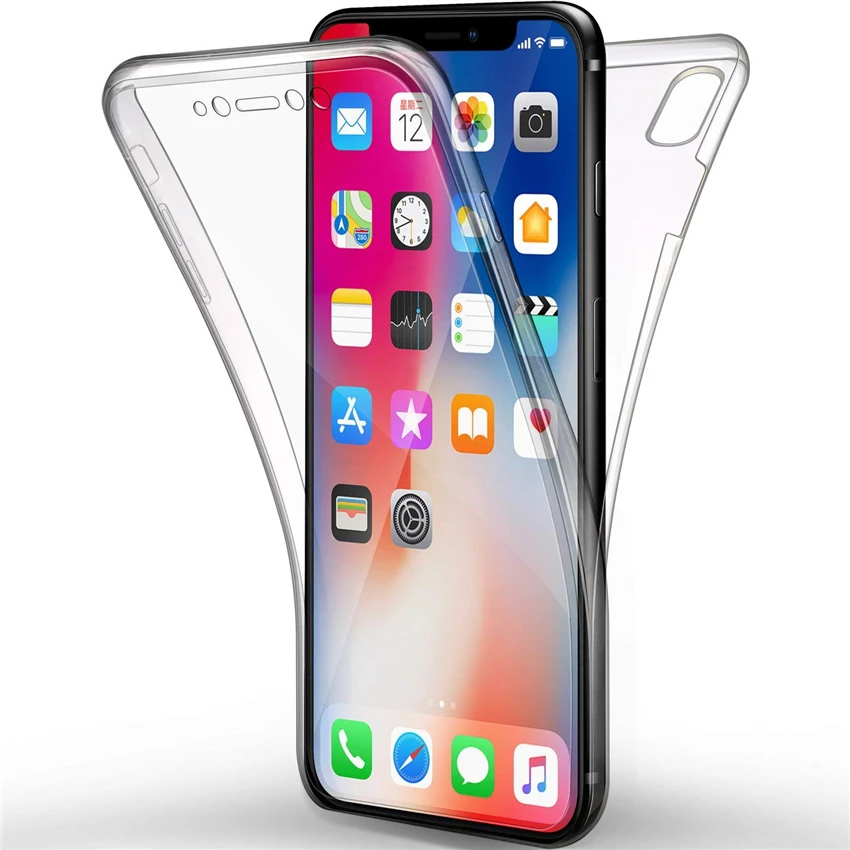 2 шт Передняя Задняя крышка Мягкий силиконовый чехол для iPhone X XS MAX XR 6 6S 7 8 плюс