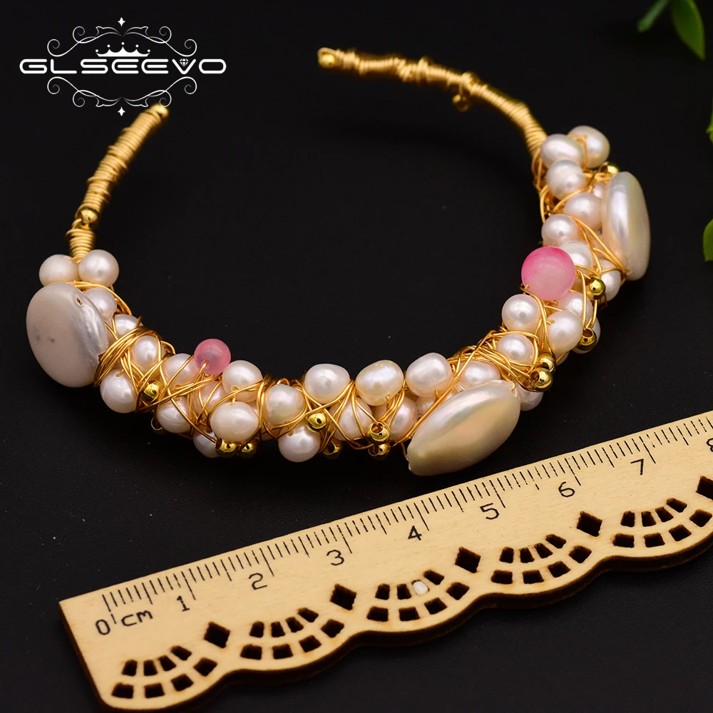 GLSEEVO Natural Fresh Water Baroque Pearl Handmade Adjustable Bangle&Bracelet For Women Wife Custom Wedding Fine Jewelry GB0060
GLSEEVO Natural Fresh Water Baroque Pearl Handmade Adjustable Bangle&Bracelet For Women Wife Custom Wedding Fine Jewelry GB0060