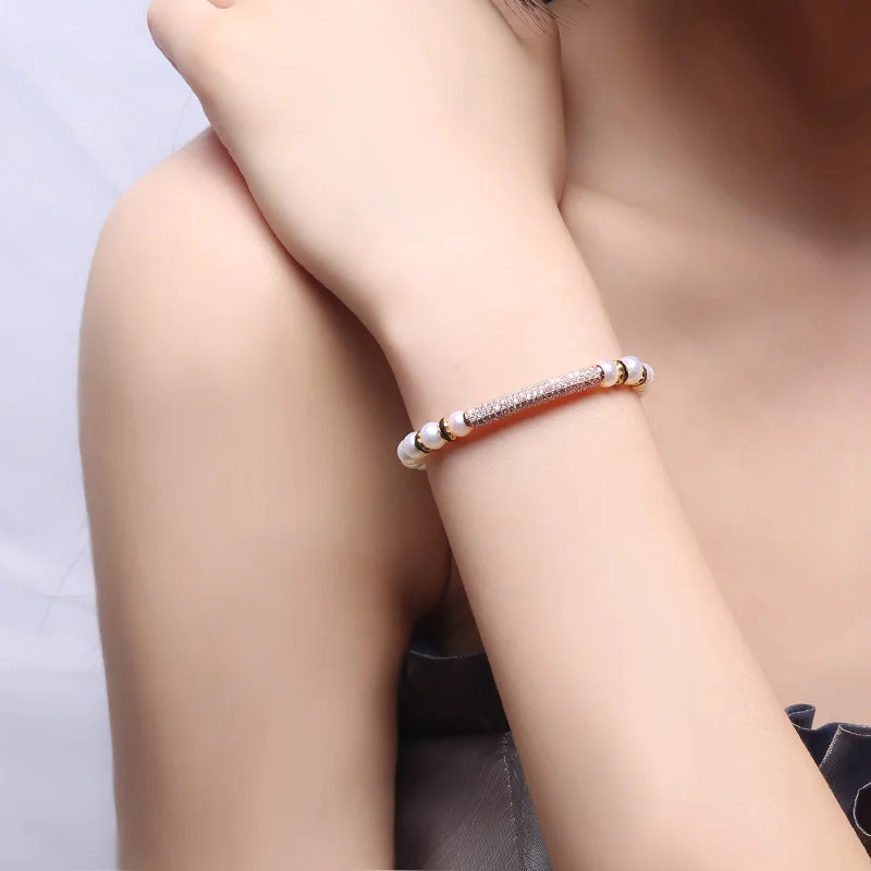 JYX 6.0mm White Near Round Natural Freshwater Pearl Bracelet With Zirconia Fine Jewery Mother's Day Gifts
JYX 6.0mm White Near Round Natural Freshwater Pearl Bracelet With Zirconia Fine Jewery Mother's Day Gifts