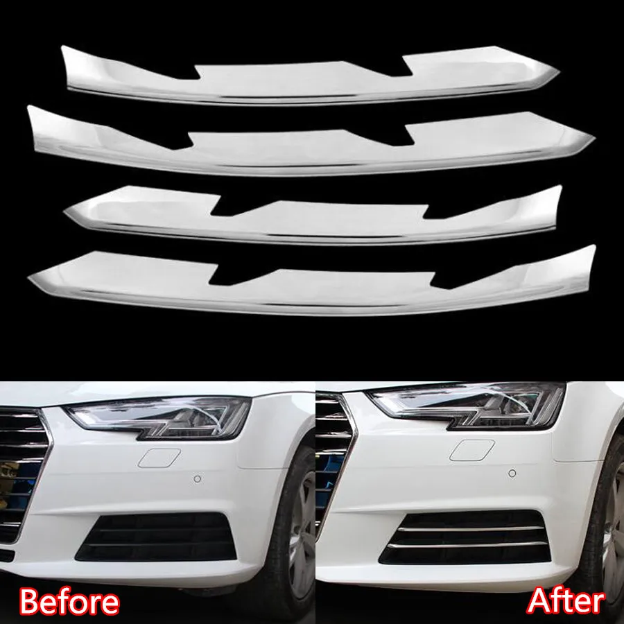 YAQUICKA Stainless Steel Car Front Fog Light Lamp Decoration Strips Trim Cover Styling For Audi A4L 2017 4Pcs/set Accessories
YAQUICKA Stainless Steel Car Front Fog Light Lamp Decoration Strips Trim Cover Styling For Audi A4L 2017 4Pcs/set Accessories