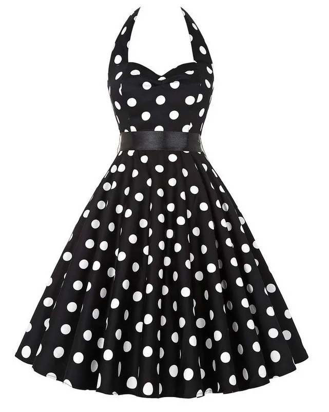 2019 в горошек рокабилли платье Robe Ete без бретелек 1950s 60 халат Винтаж Vestidos стиле пин