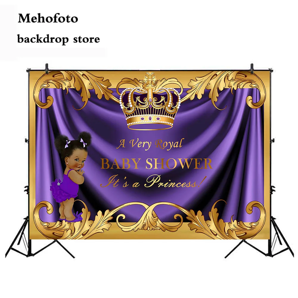 Фото Mehofoto Королевский детский душ фон маленькая принцесса фиолетовая Корона для