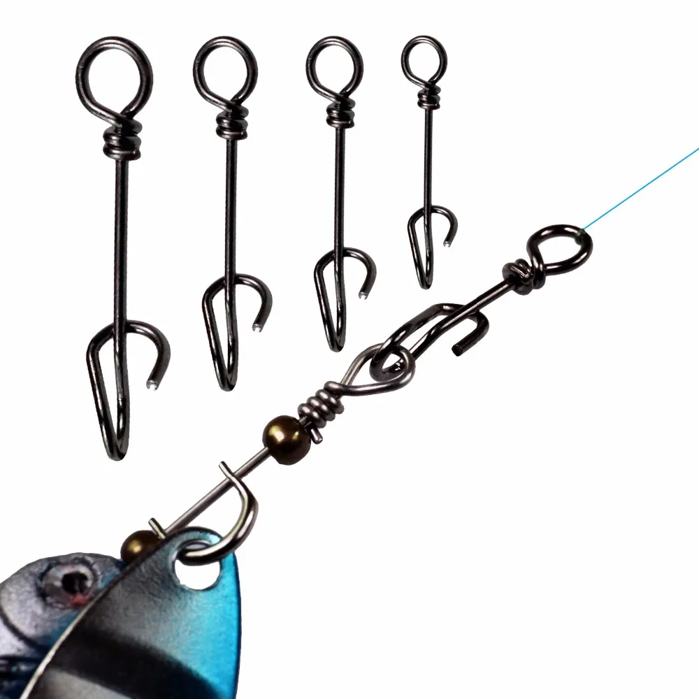 100 шт./лот #1 #4 пружинный зажим для рыбалки Вертлюг крючки с защелками соединитель