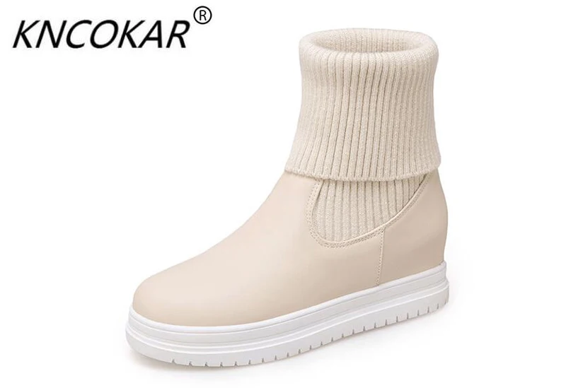 KNCOKAR New sweet women's shoes for autumn/winter flat non-slip knitted women's white boots thick-soled yarn boots
KNCOKAR New sweet women's shoes for autumn/winter flat non-slip knitted women's white boots thick-soled yarn boots