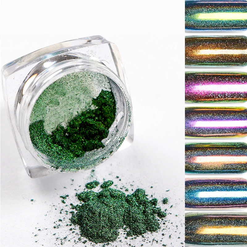 

T-TIAO CLUB Holographic Nail Glitter Powder Dust Magic Mirror Chameleon Glitter Pigment Powder Manucure Nail Art Decoration