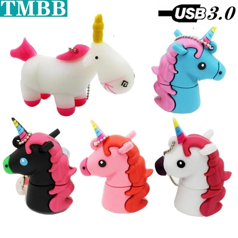 USB 3 0 Флешка в форме героя мультика Белый Единорог мини 32G 64GB 128G 256G Usb флэш