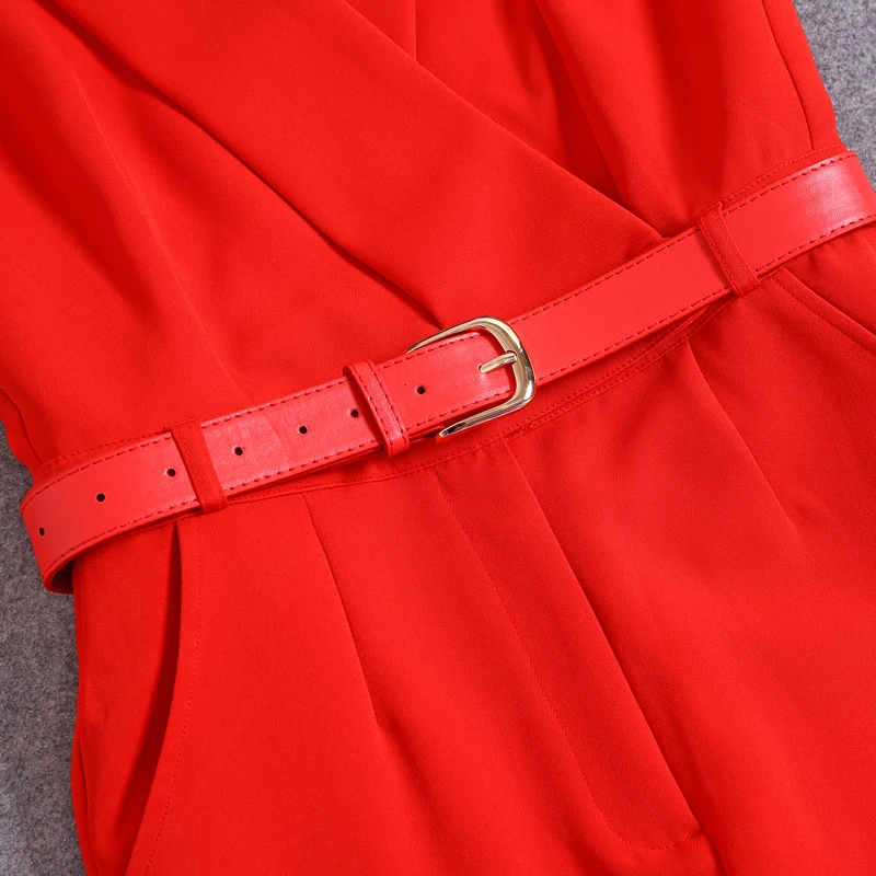 2017 New Victoria Beckham Sleeveless Turn-Down Collar Solid Jumpsuit E5140