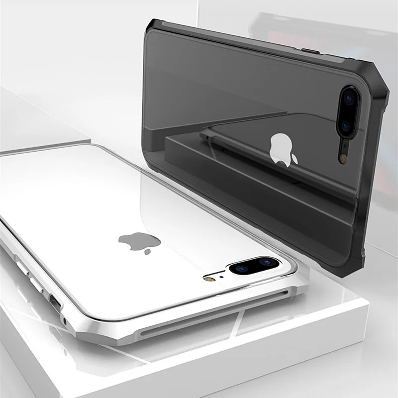 Магнитный бампер KANENG для iPhone 8Plus металлический алюминиевый с рамой ромба задняя