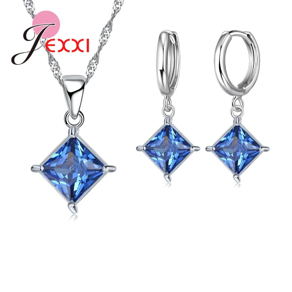 Square Shape Popular Style Earrings Necklaces Set Collection Blue 925 Sterling Silver For Girl Valentine's Day Present
Square Shape Popular Style Earrings Necklaces Set Collection Blue 925 Sterling Silver For Girl Valentine's Day Present